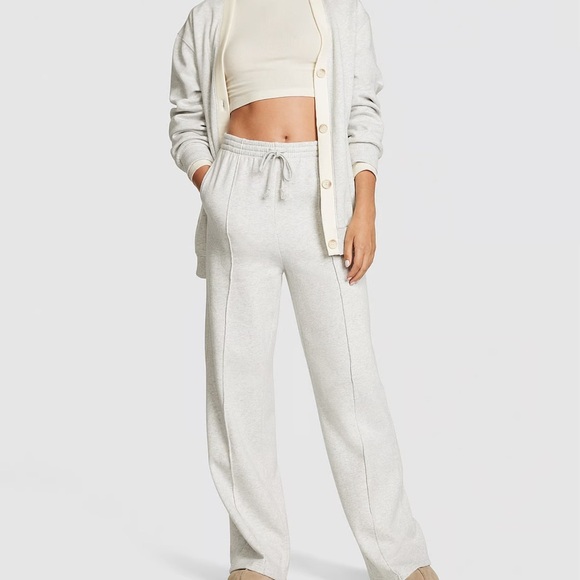 PINK VICTORIA’S SECRET PREMIUM FLEECE BOYFRIEND CARDIGAN GREY/CREAM SIZE SMALL - Picture 4 of 9